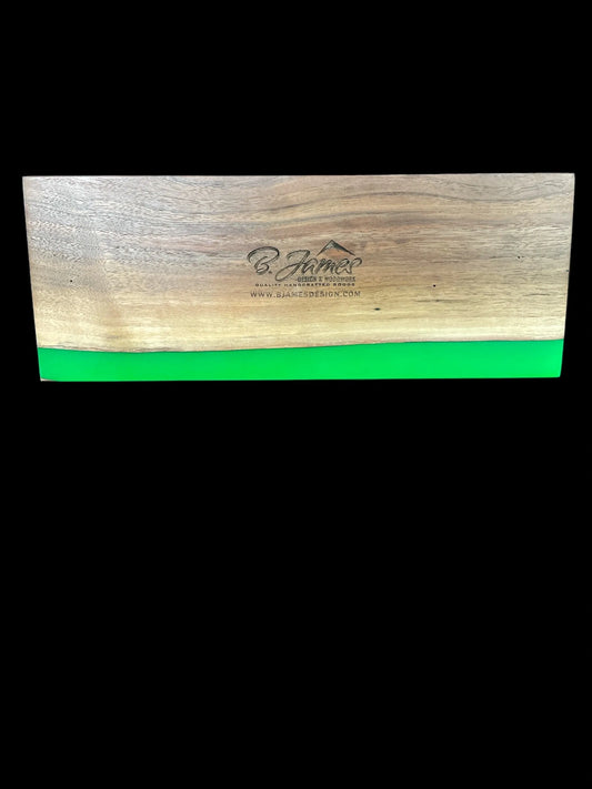 Lime Green Epoxy Walnut Cribbage Board