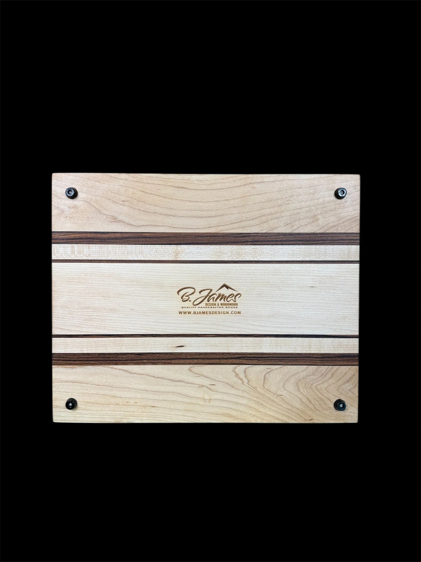 Maple and Zebra Wood Inlay Cutting Board with juice groove