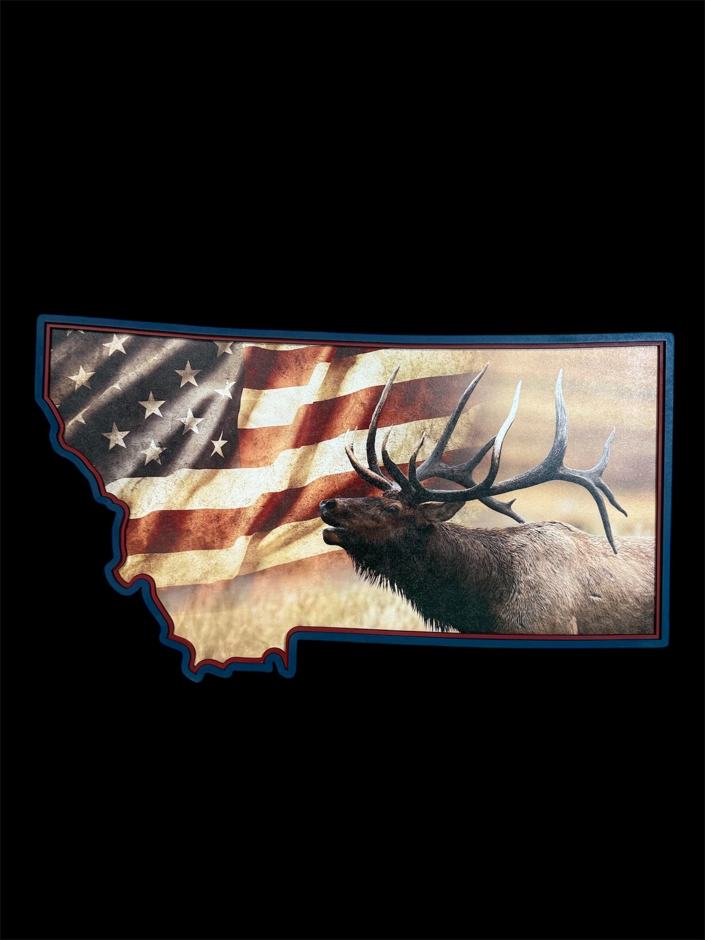 Montana Elk Flag Sign