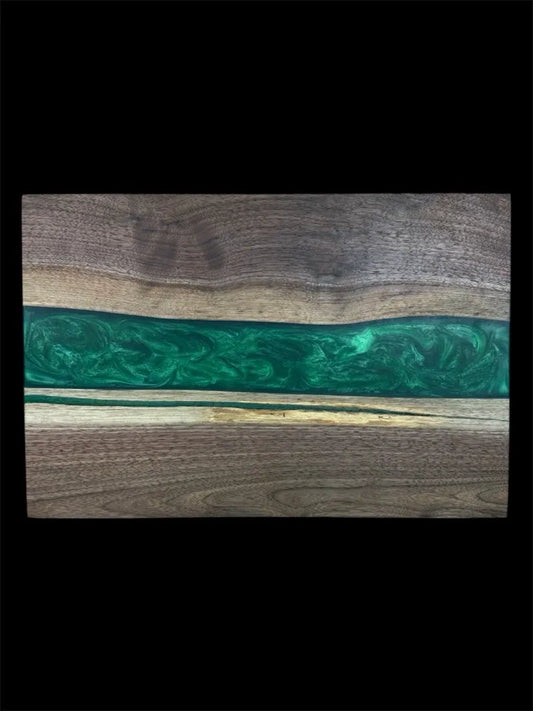 Emerald Green Epoxy and Walnut Serving Board