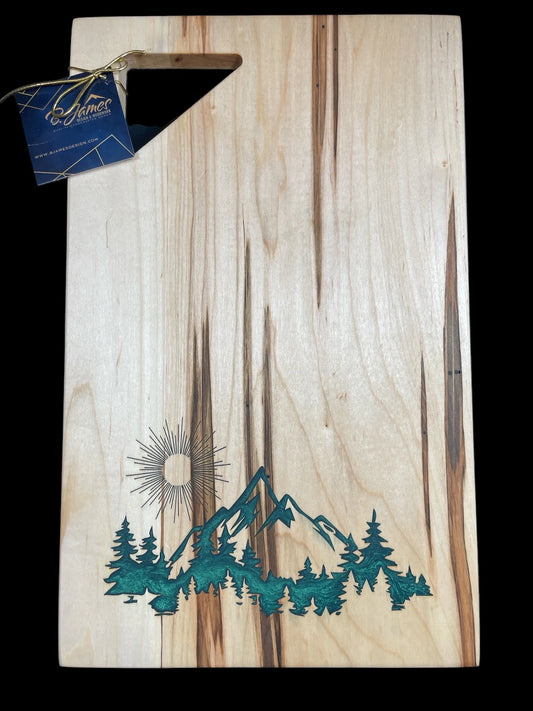 Emerald Epoxy Inlay Ambrosia Maple Serving Tray