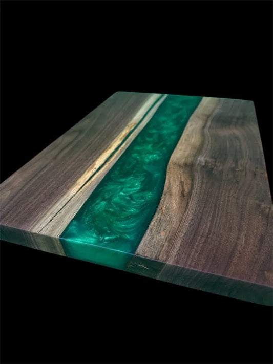 Emerald Green Epoxy and Walnut Serving Board